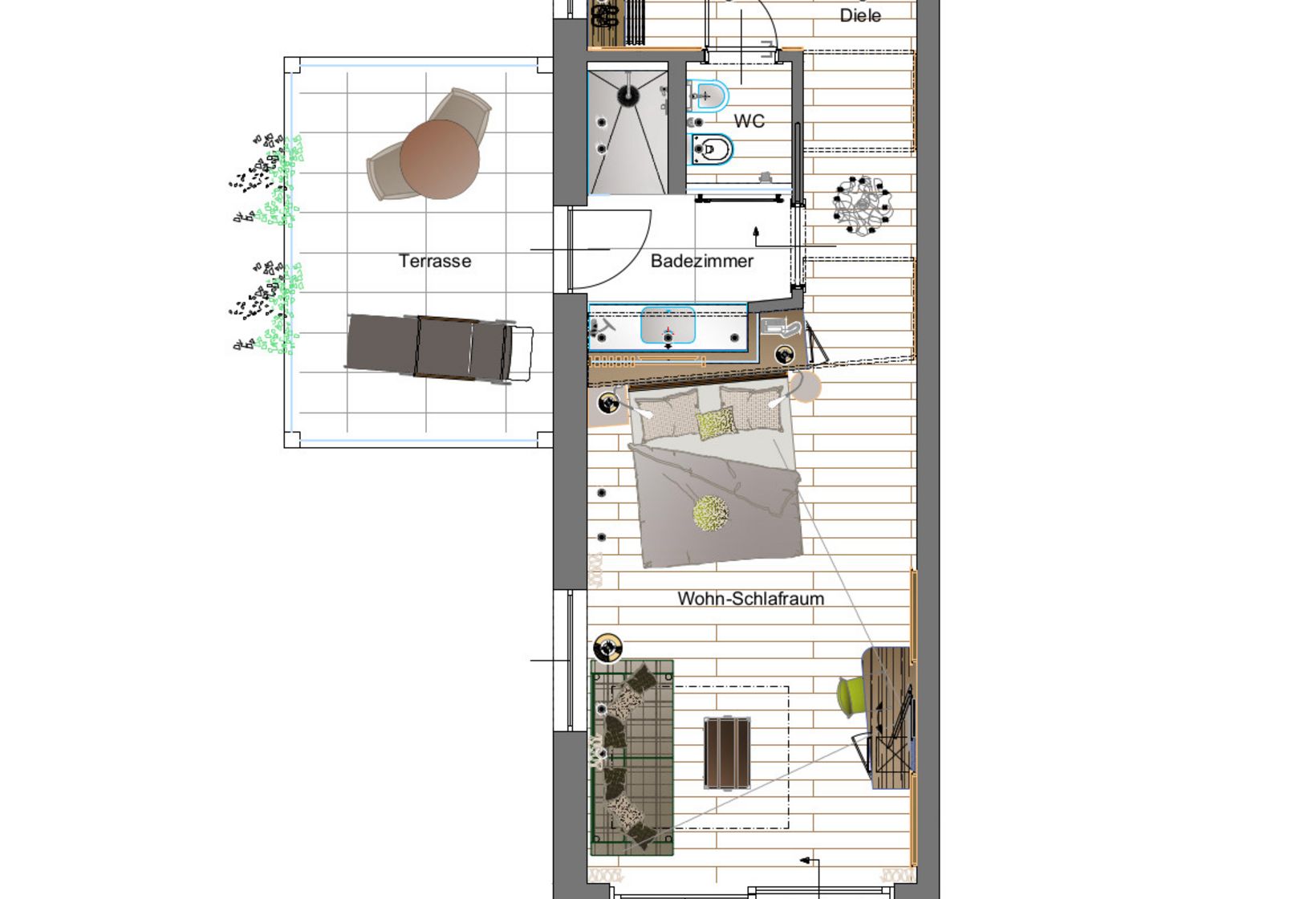 Panoramazimmer mit Schlafkoje Zimmerskizze Hotel Lechner Wohnen Urlaub